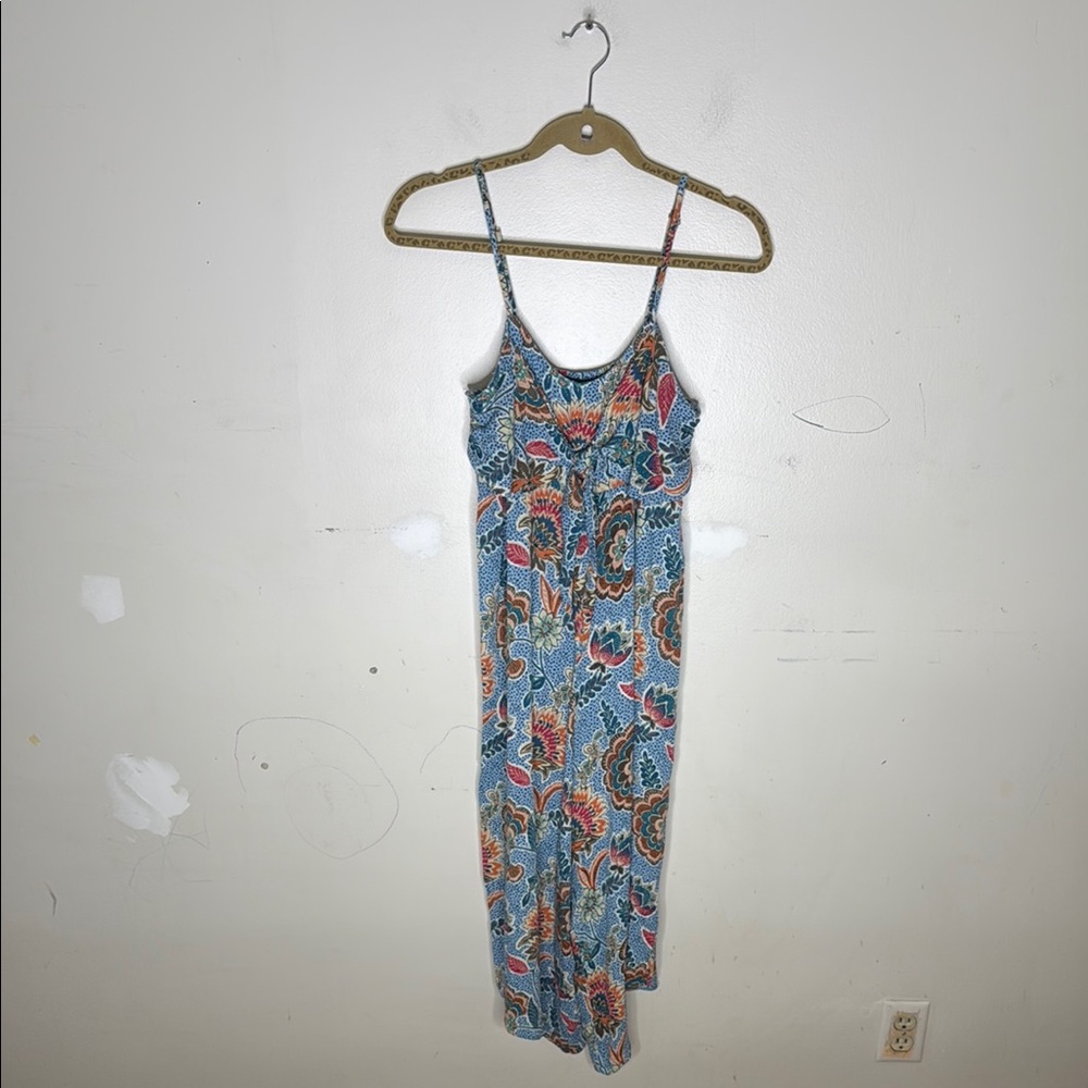 Angie Blue Floral Paisley Rayon Sleeveless Jumpsuit Size Medium